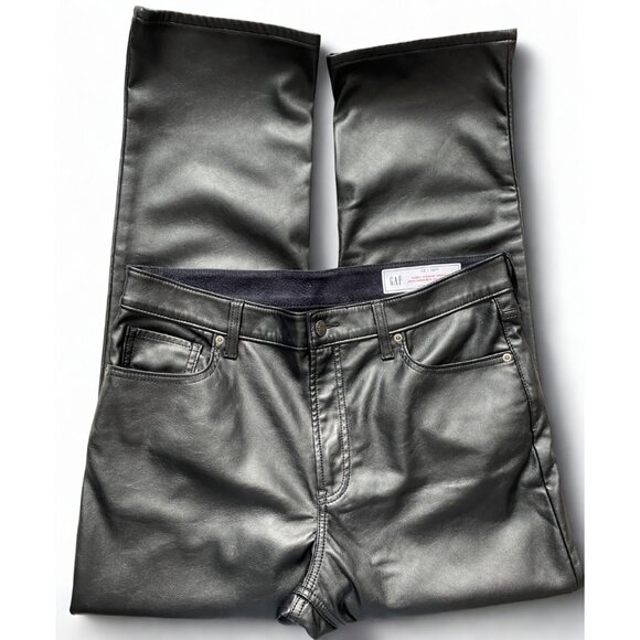 GAP Denim - GAP BLACK VEGAN SOFTFAUX LEATHER, LINED JEANS HIGH RISE, 32/14, SPRING FALL WEAR
